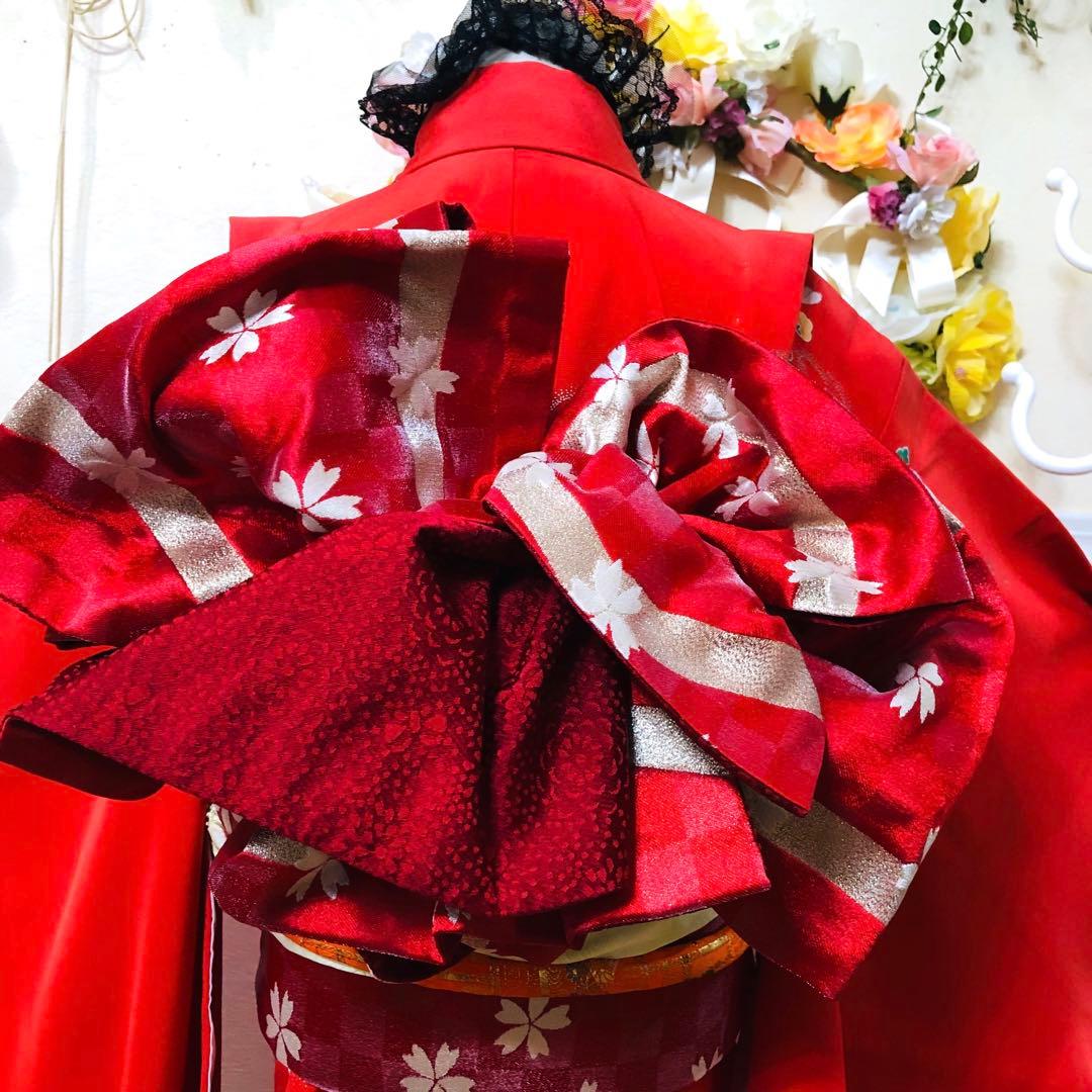 七五三豪華正絹7歳フルセット‼️人気赤地暈し⭐︎舞花金彩煌びやか逸品