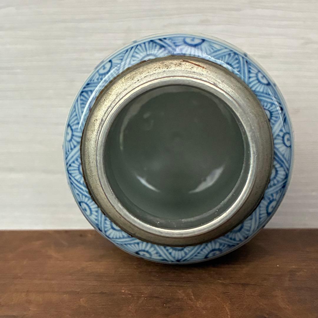 【骨董】染付 茶入 小壺 花鳥文　茶心壺　煎茶道具　茶道具　時代物　古道具