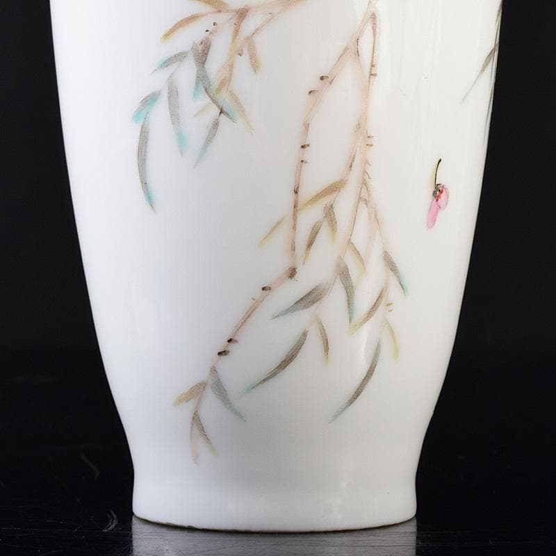 中国　粉彩　漢詩蝉文瓶　M　R8100