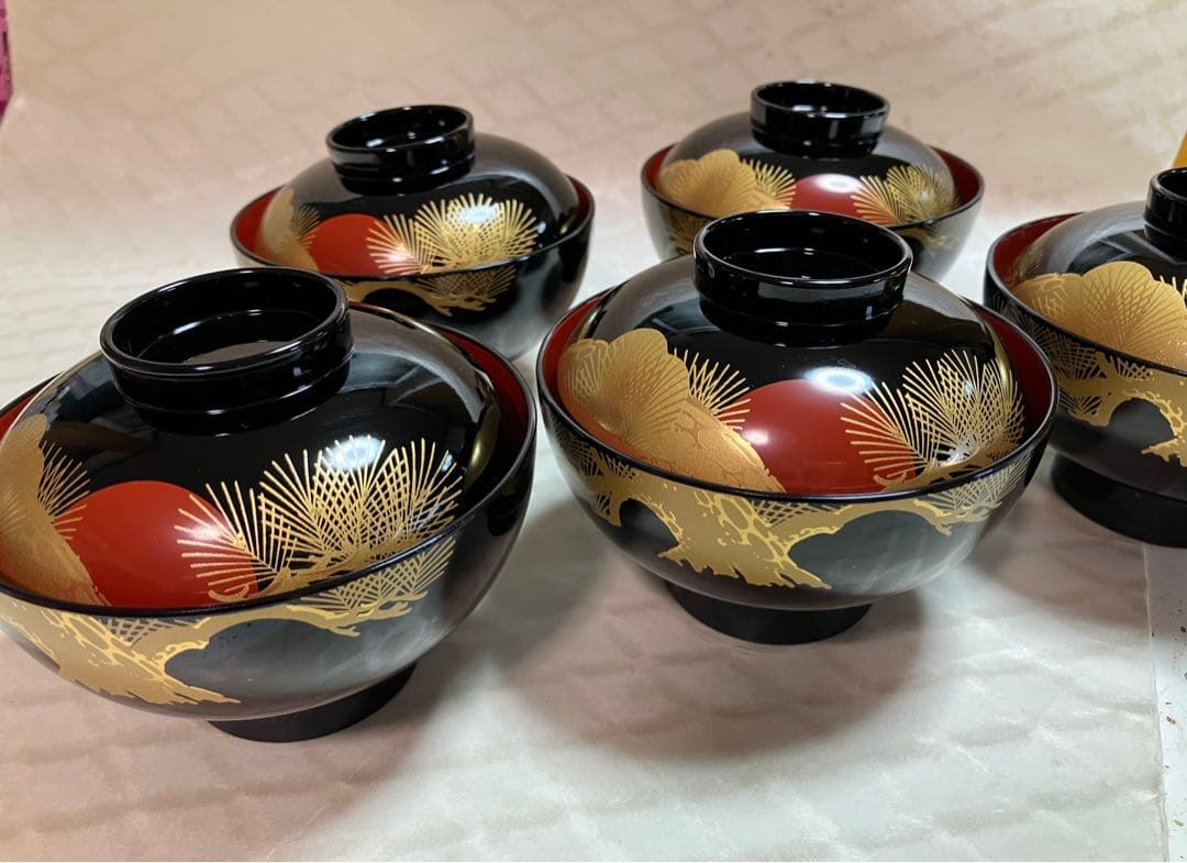 【新品未使用】御吸物椀 山中塗 5客セット