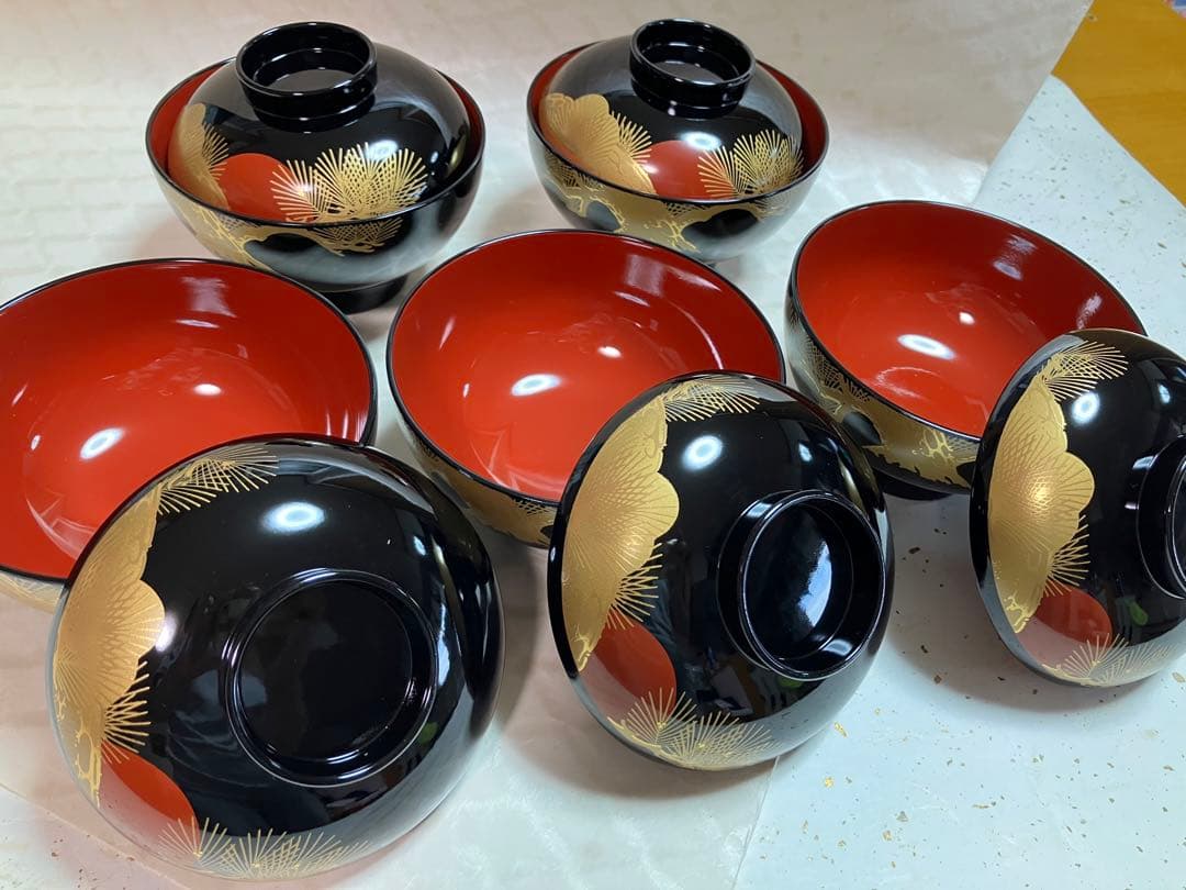 【新品未使用】御吸物椀 山中塗 5客セット