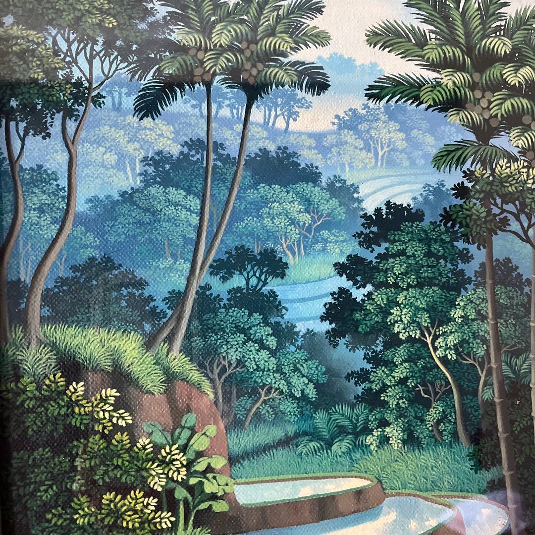 絵画　熱帯の農村風景　油彩画
