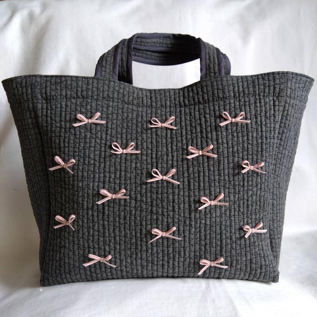 ☆ピクニックトート☆ ブラック ベルベットリボン ヌビバッグ