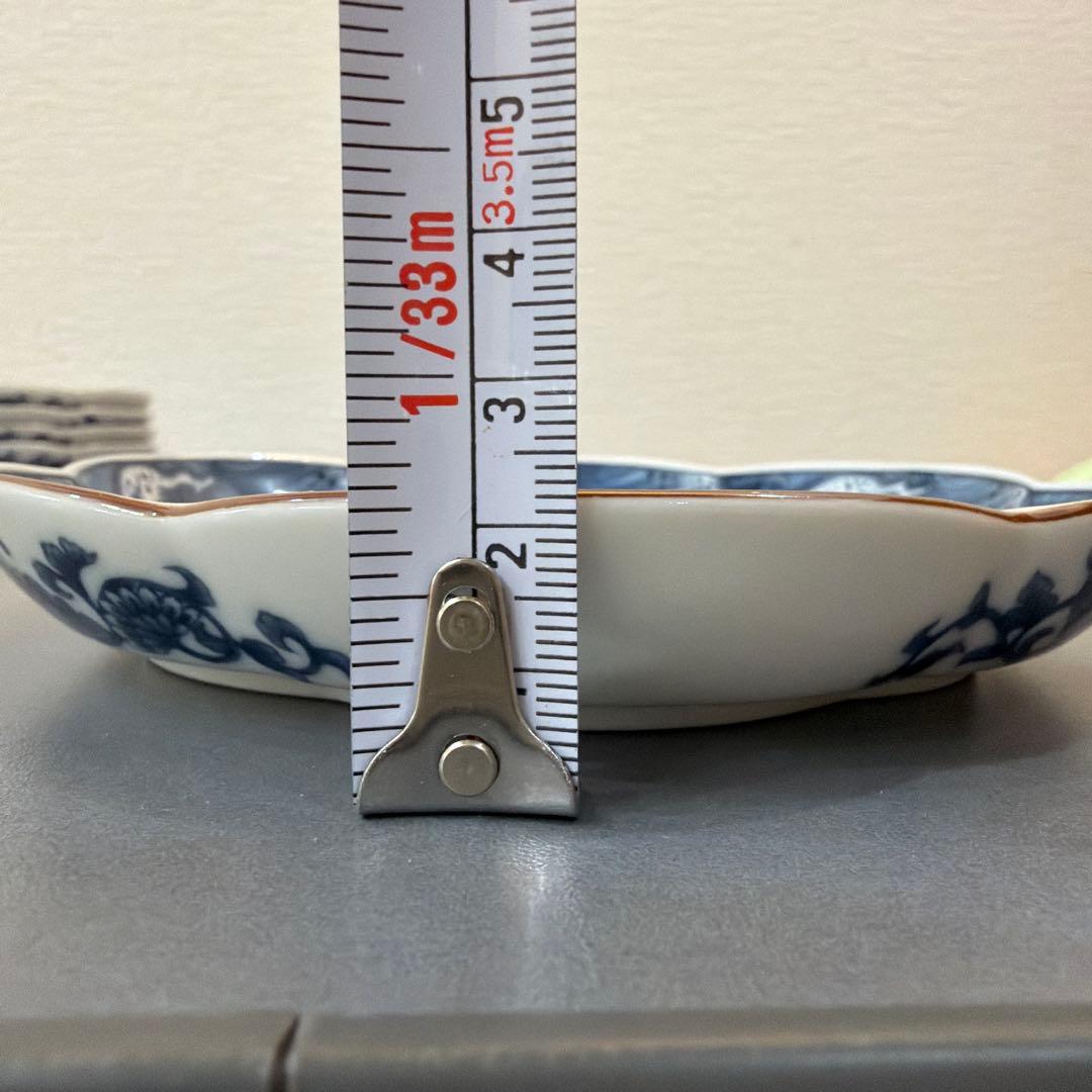 【希少品】庫山窯 前畑陶器 流水文様 輪花形 菊文様 花びら形 小皿 5枚
