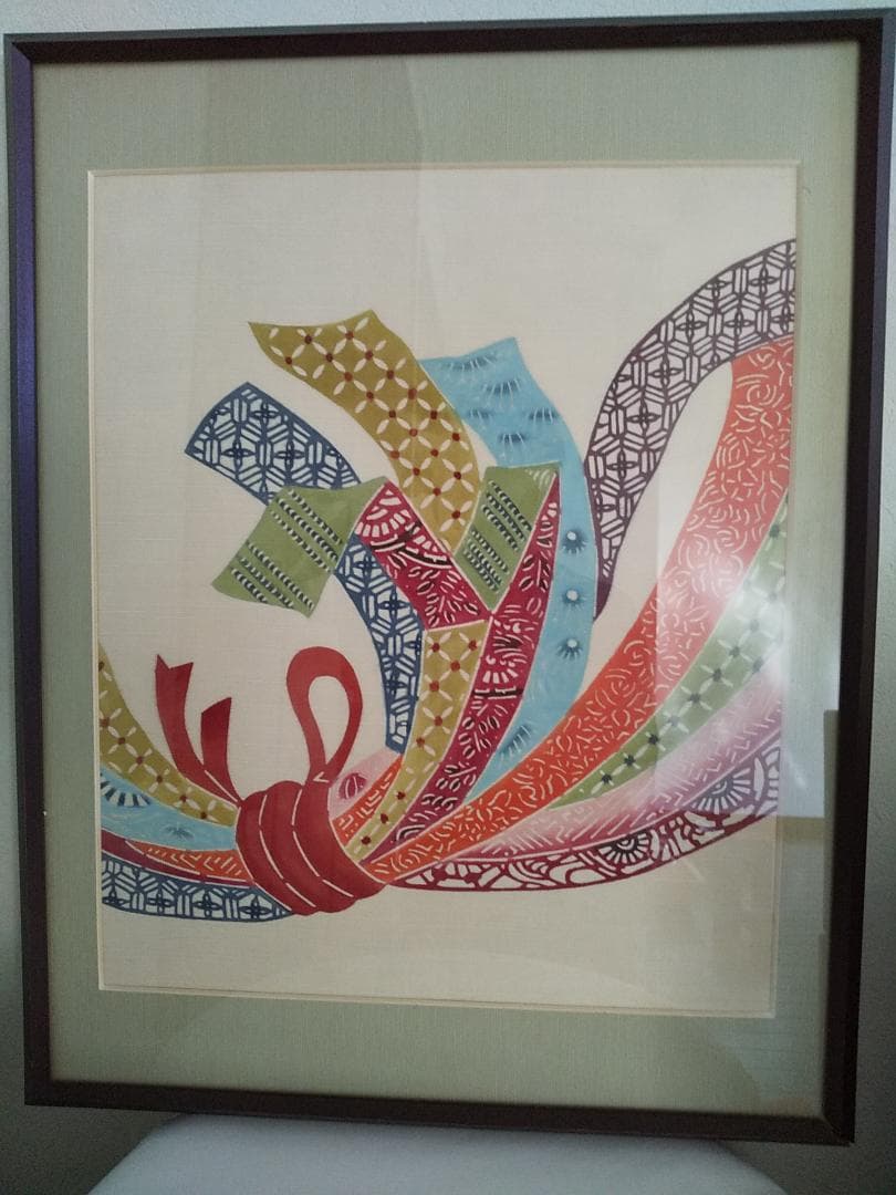 【美品】絵画　和のリボン