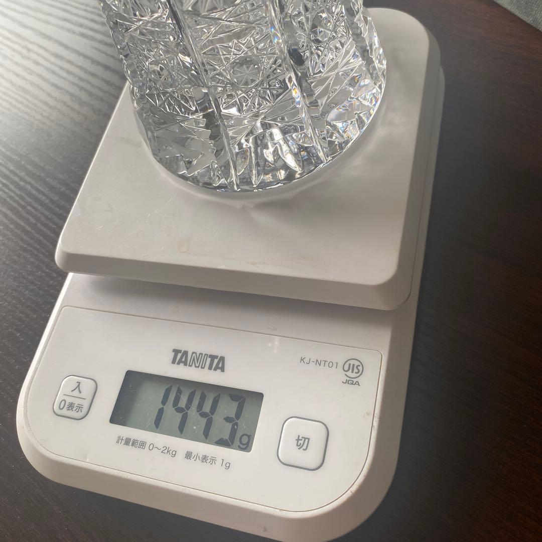 ボヘミアクリスタル フラワ-ベ-ス ハンドカット チェコ 新品ケース付