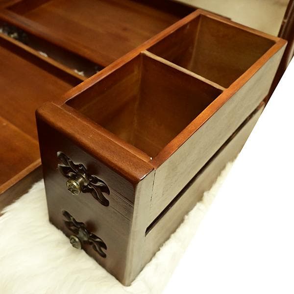 値下げ！ 長い瓶も収納 可マホガニー 三面鏡　ドレッサーデスク ロココ調 お姫様