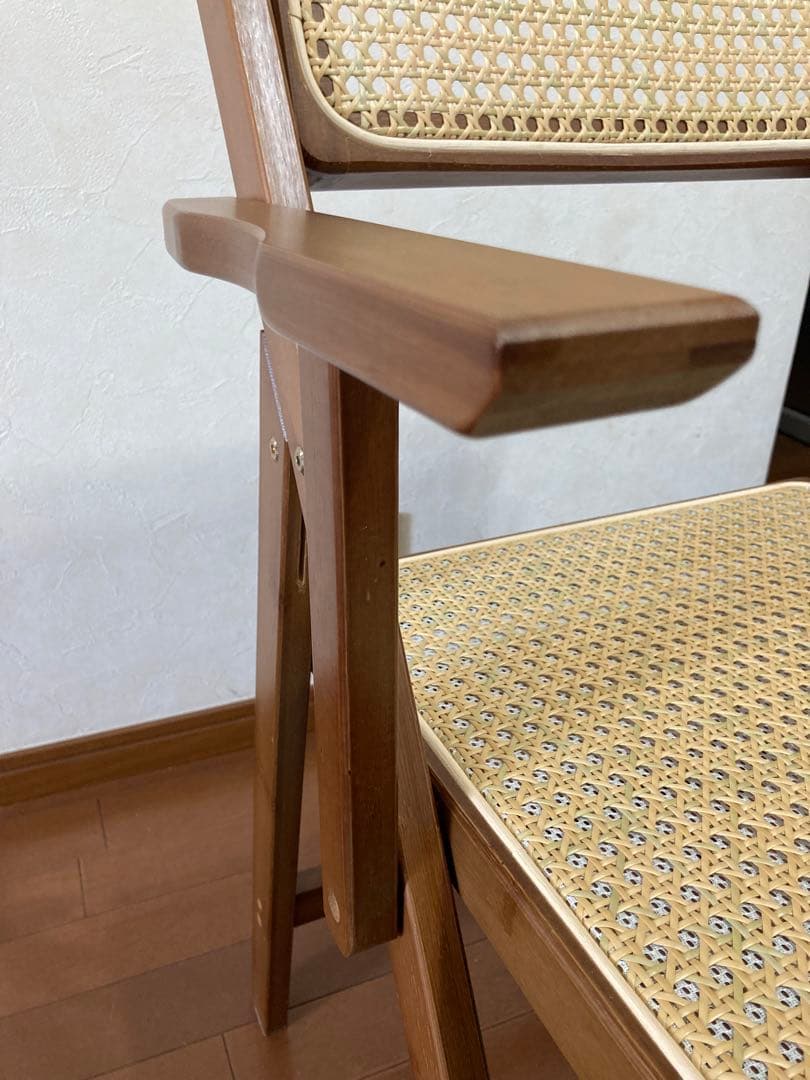 【美品】Rattan Folding Chair ラタン折りたたみチェア