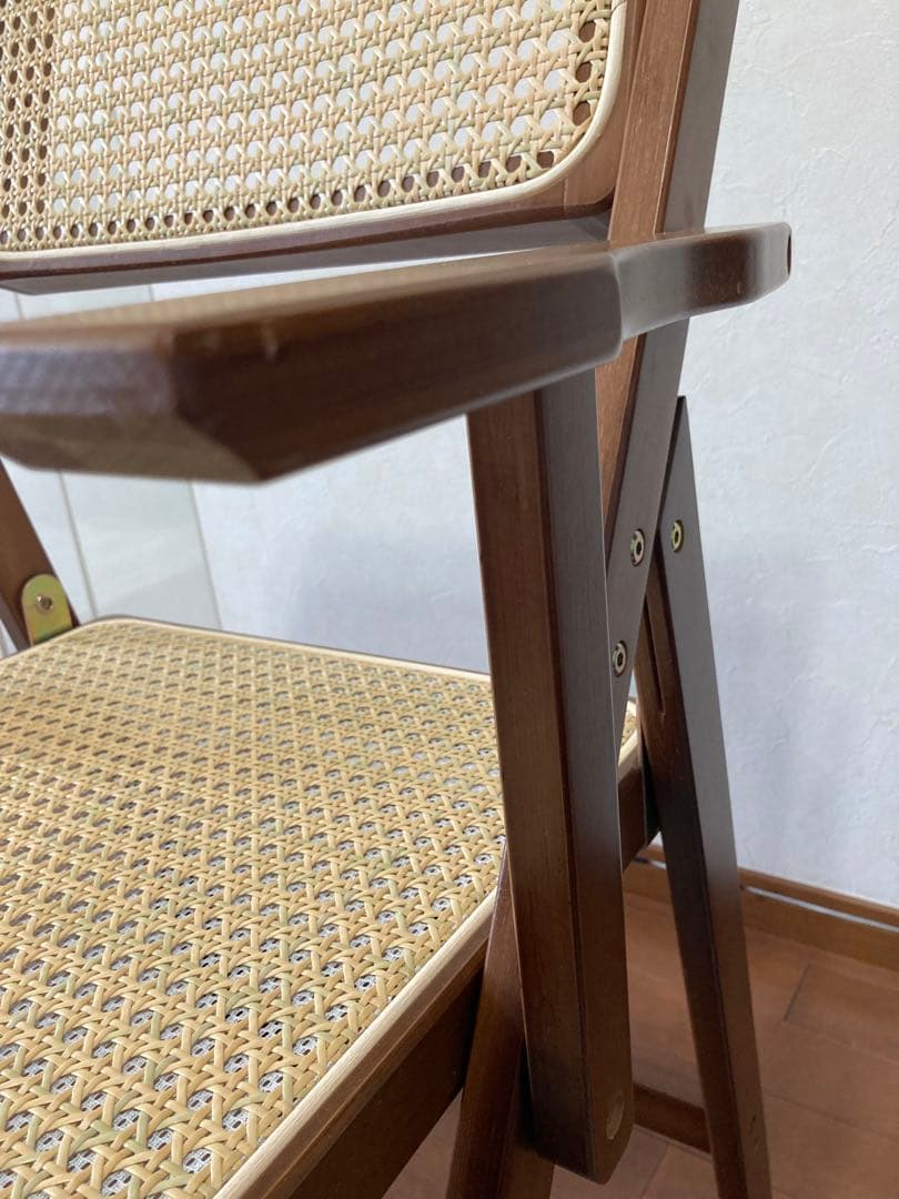【美品】Rattan Folding Chair ラタン折りたたみチェア