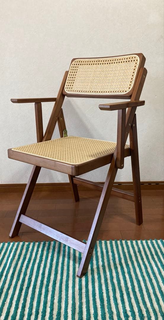 【美品】Rattan Folding Chair ラタン折りたたみチェア