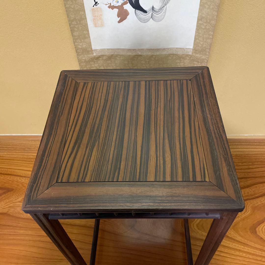 【唐木】懸崖1.1尺 盆栽台 黒檀 ビンテージ品 高卓(こうしょく)【訳あり品】