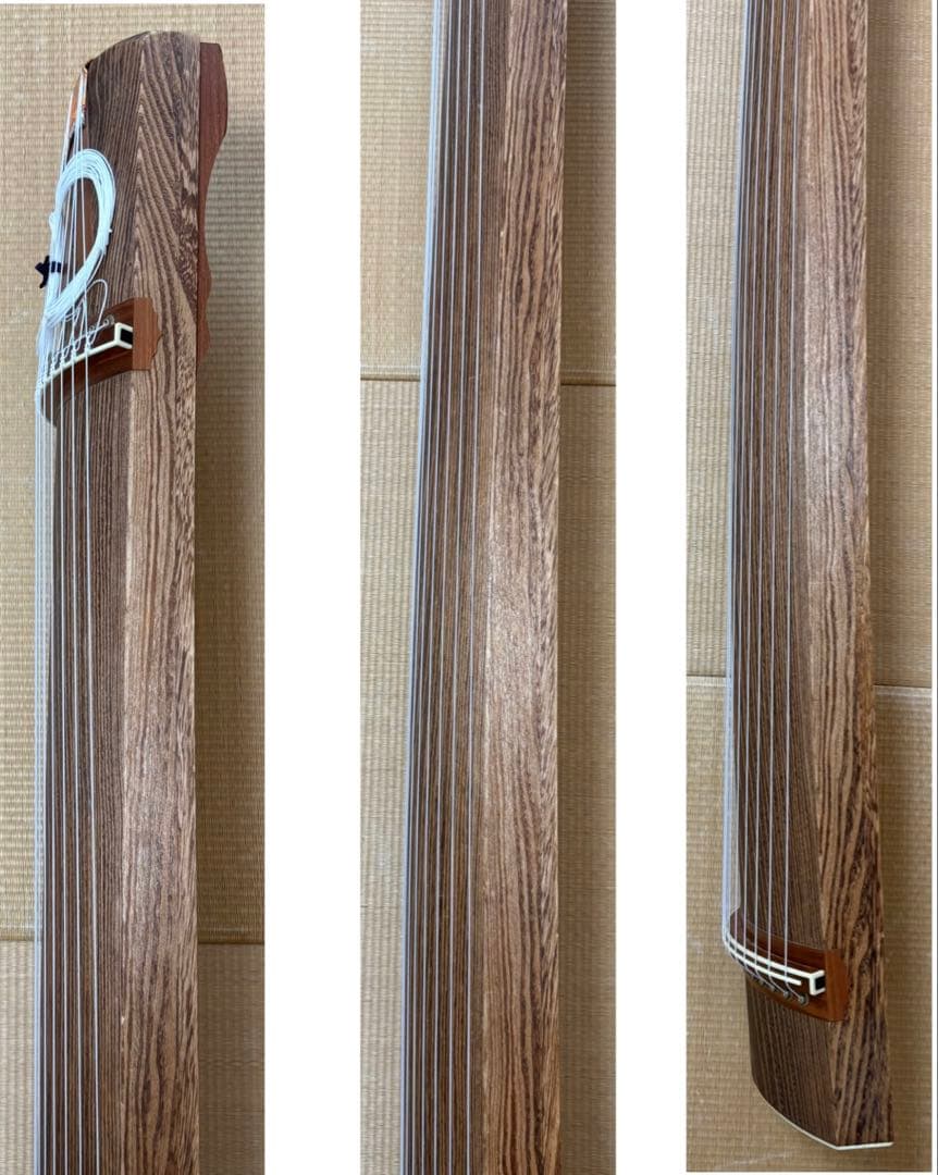 【福山琴】 角巻 並甲 すだれ彫 蒔絵有 付属品多数 練習用 13絃 箏 琴