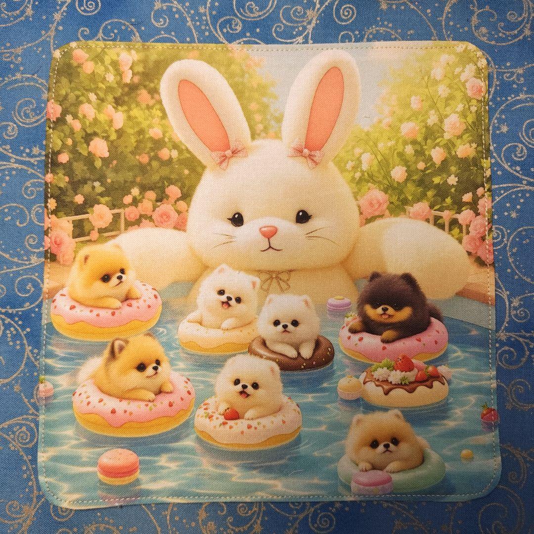 yourelia 　4重ハンカチ　ポメラニアンちゃん柄　17枚