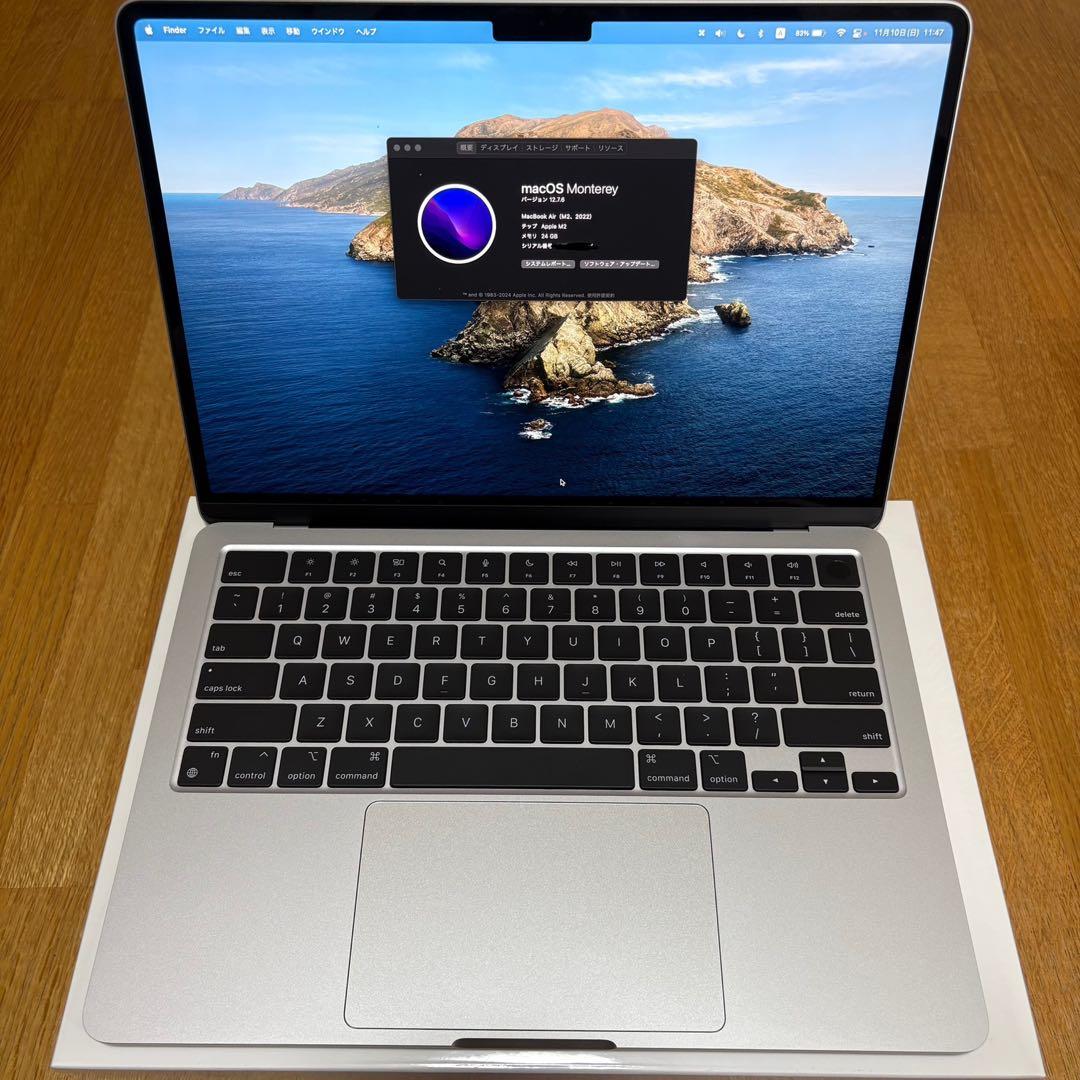MacBook Air M2 メモリ 24GB/SSD1TB 13インチ