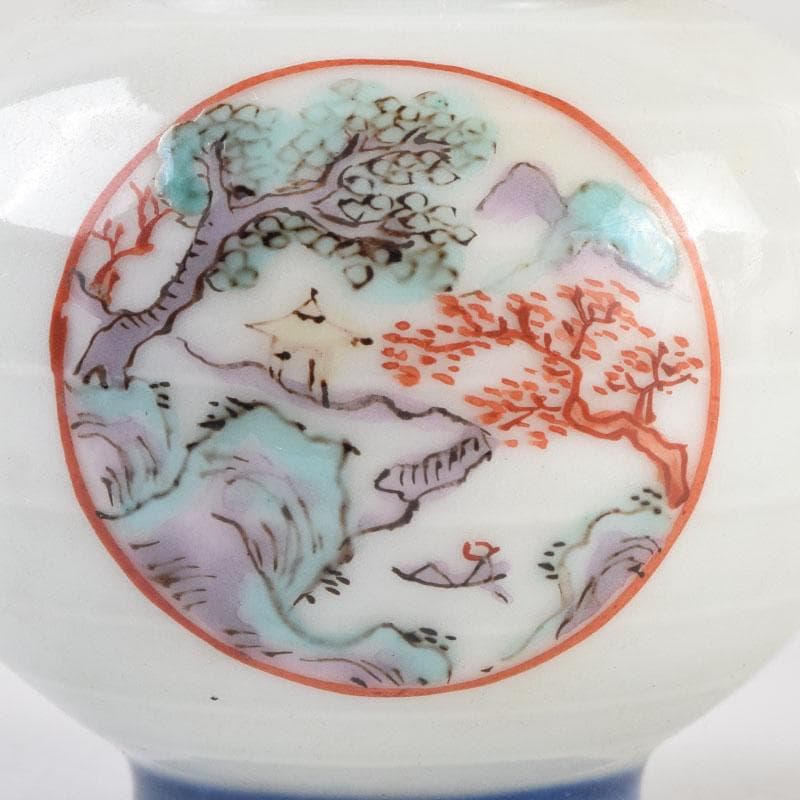 平安　丹祐造　色絵　山水人物文　水滴　共箱　V　8798