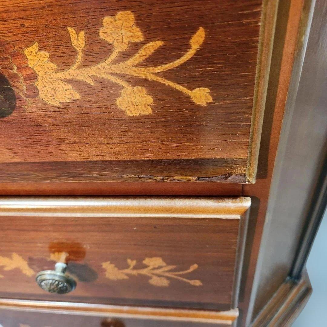 訳あり 象嵌細工風 ミニチェスト 4段チェスト サイドボード