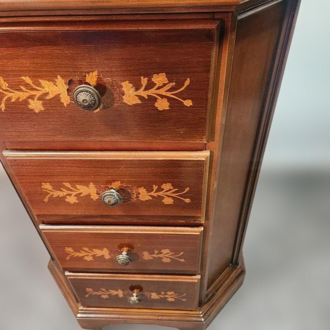 訳あり 象嵌細工風 ミニチェスト 4段チェスト サイドボード