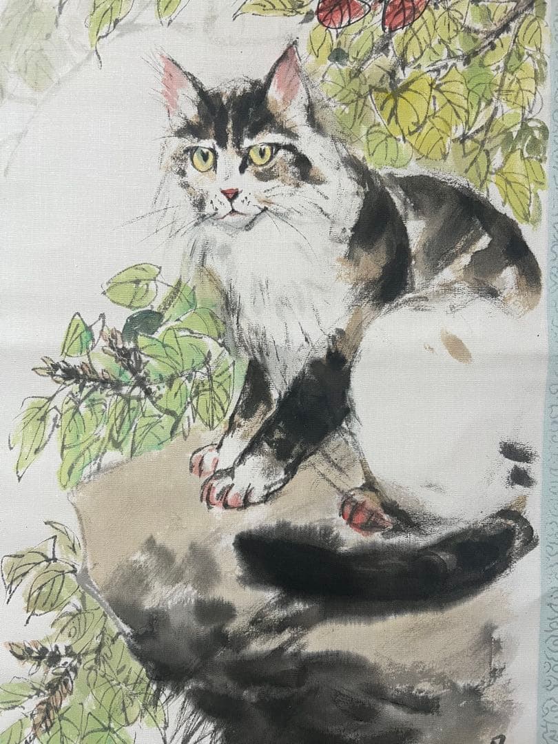 中国画 全太安 絵［猫図］肉筆　掛け軸　送料込み！