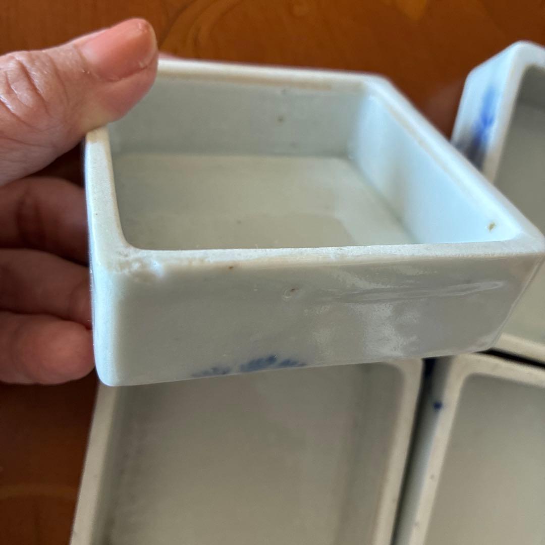 古伊万里　お重　重箱　可愛い　染付　花