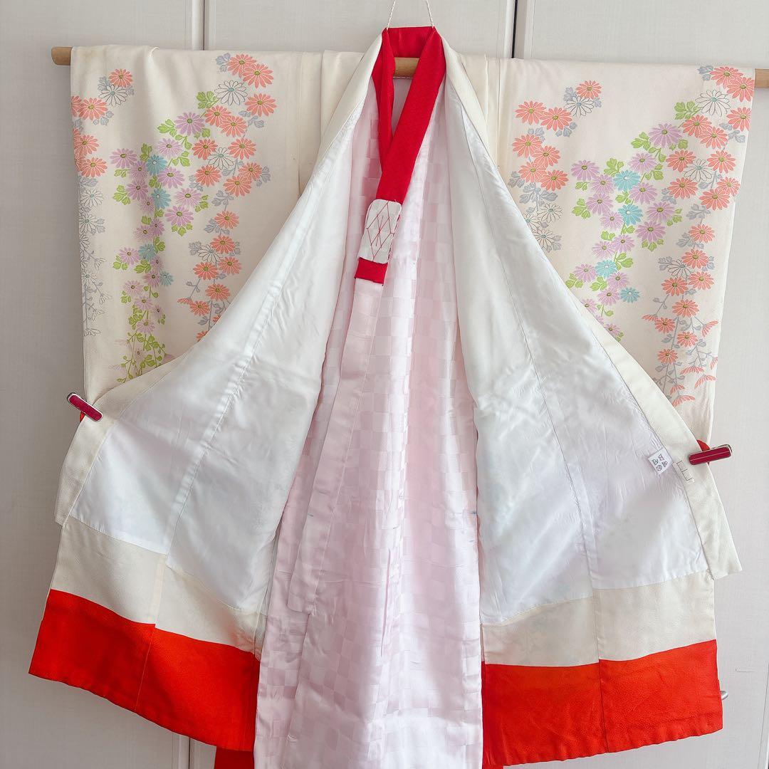 七五三　3歳　アンティーク　着物　被布　セット　草履　長襦袢　女の子　子供着物