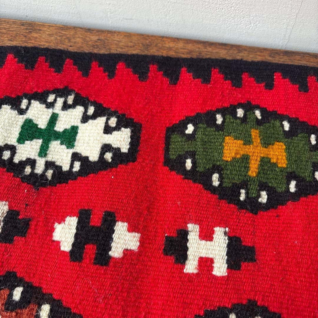 キリム ウール 毛織物 ランナー テーブルセンター 横長 掛布 幾何学模様