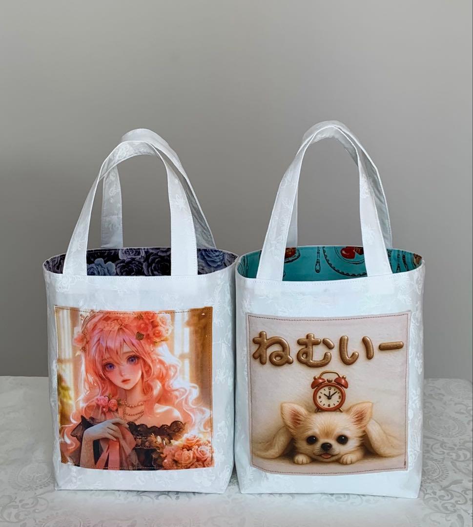 ♥むっち♥ ♡♬.*゜　いちご猫ちゃん　トートバッグ　小物入れ