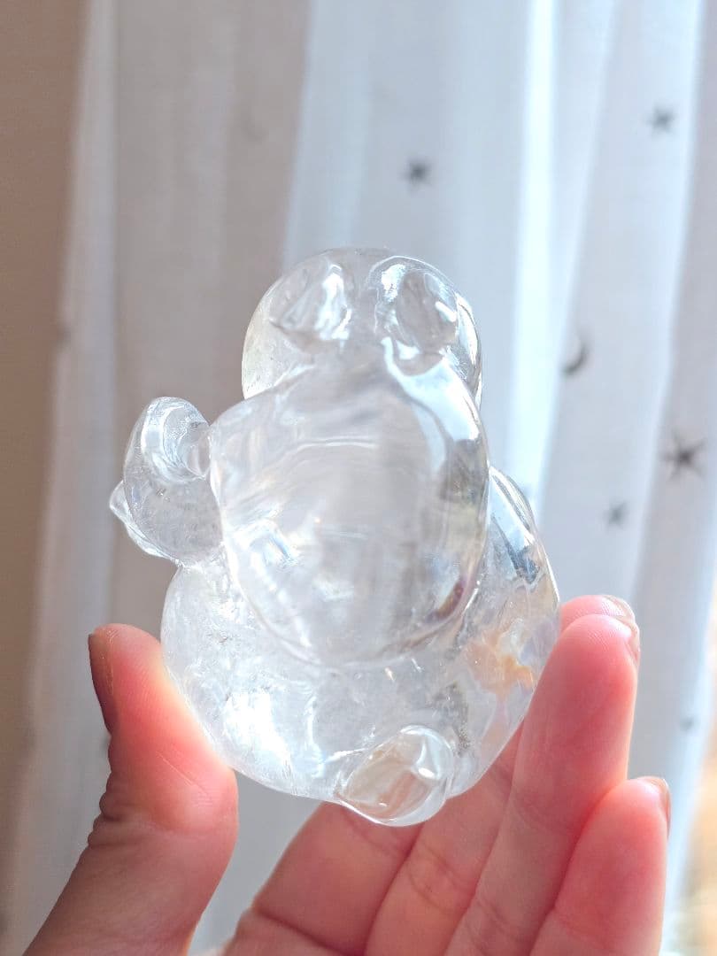 水晶 手彫り うさぎ ゴールデンヒーラー共生 天然石 縁起物 インテリア