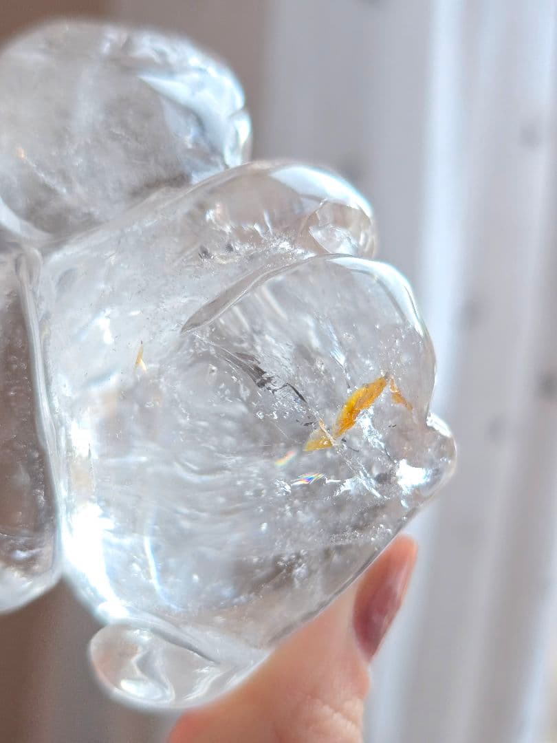 水晶 手彫り うさぎ ゴールデンヒーラー共生 天然石 縁起物 インテリア