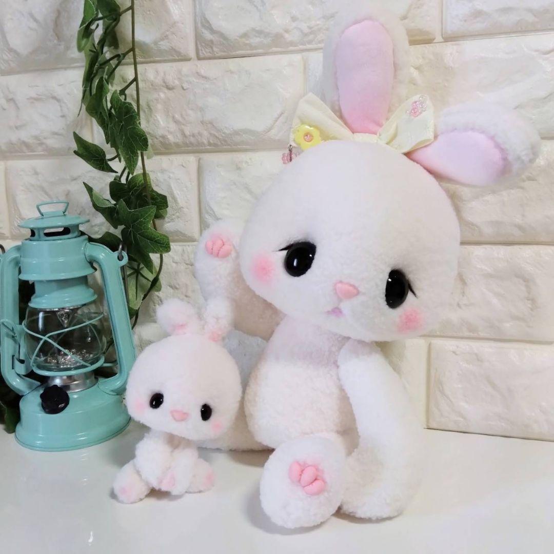 ぬいぐるみ✽アートドール✽うさぎのラビちゃん親子ペア✽超特大と一点物→小サイズ