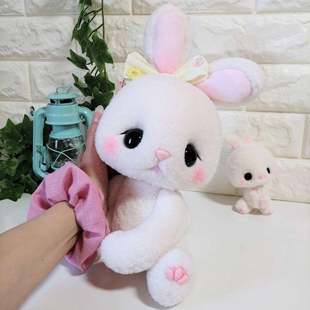 ぬいぐるみ✽アートドール✽うさぎのラビちゃん親子ペア✽超特大と一点物→小サイズ