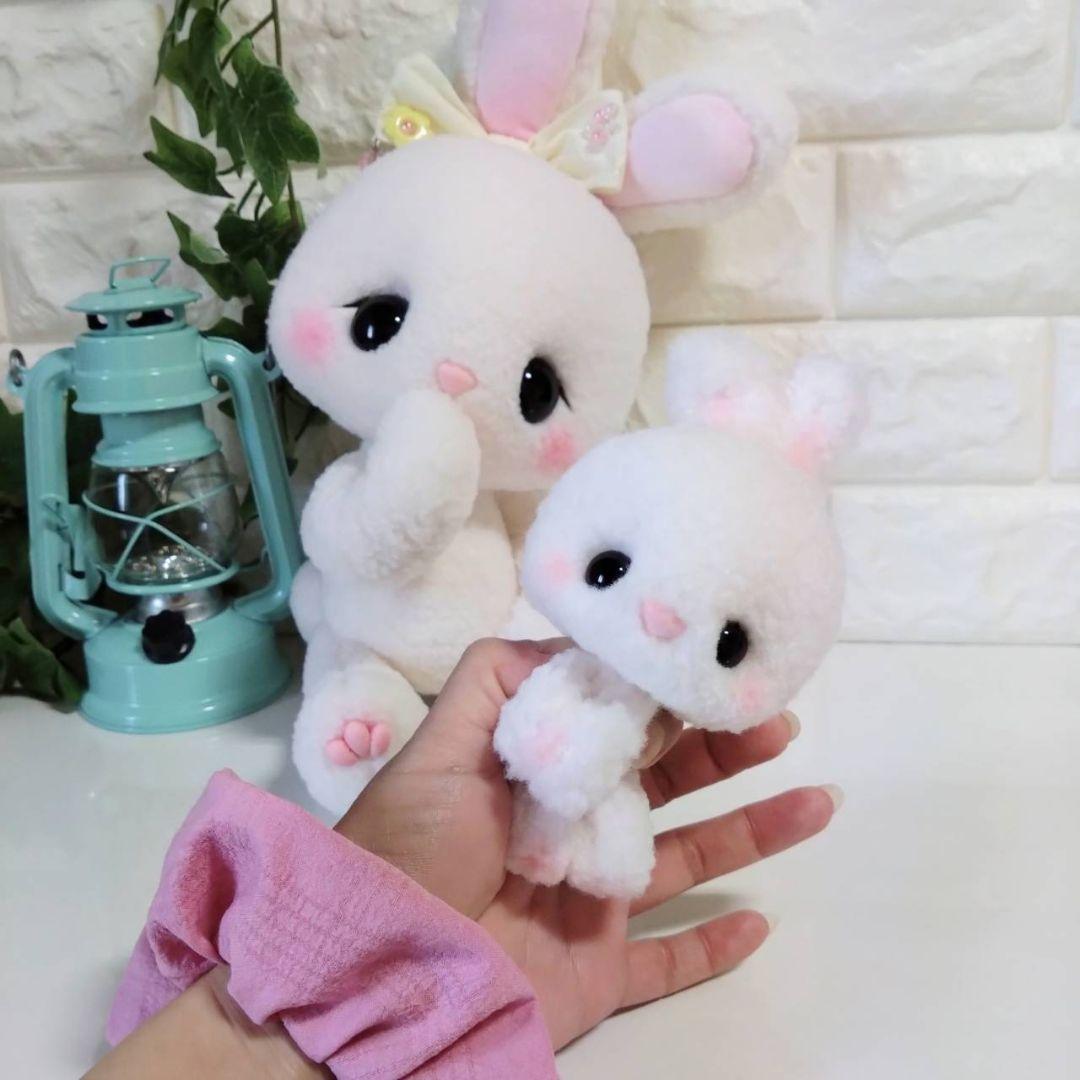 ぬいぐるみ✽アートドール✽うさぎのラビちゃん親子ペア✽超特大と一点物→小サイズ