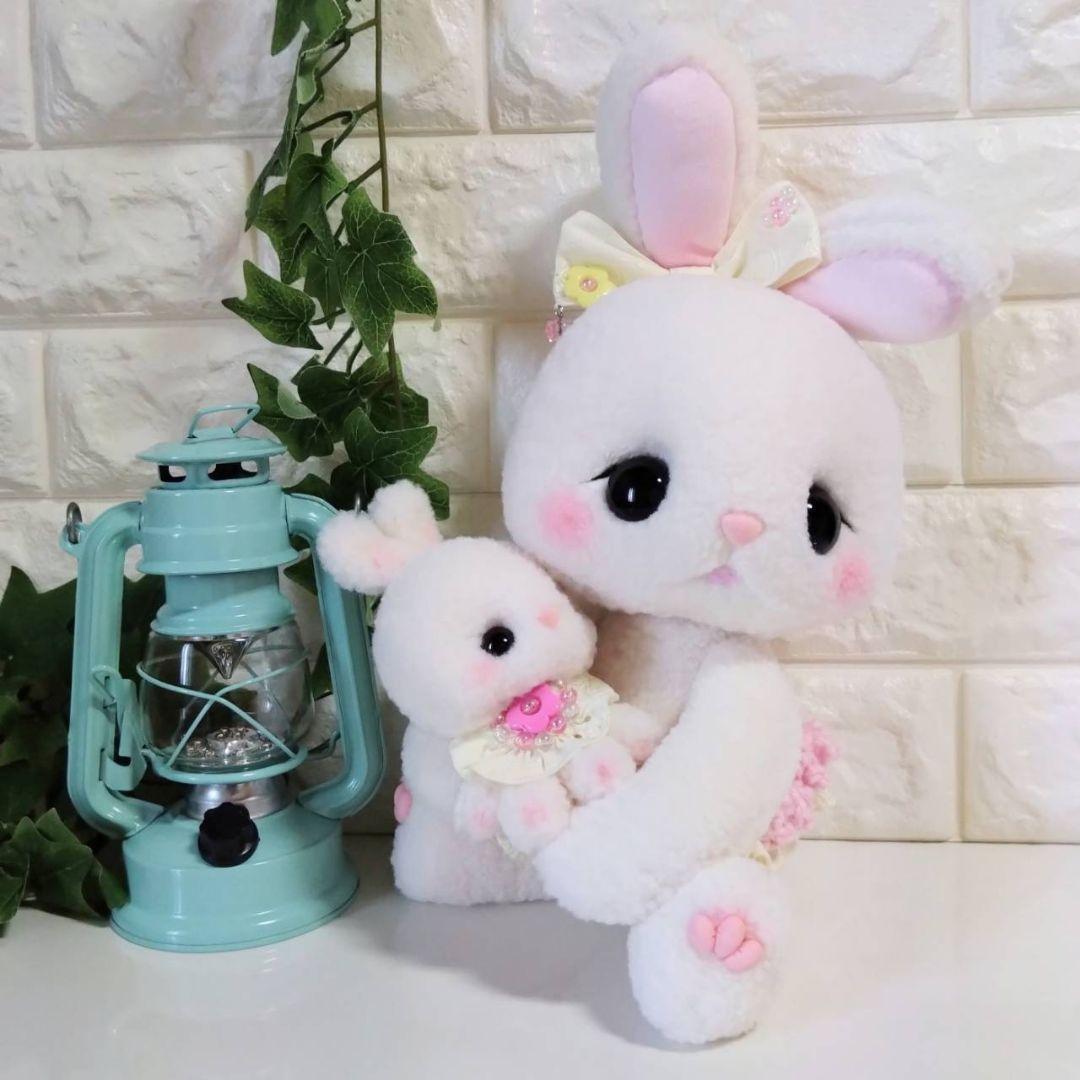 ぬいぐるみ✽アートドール✽うさぎのラビちゃん親子ペア✽超特大と一点物→小サイズ