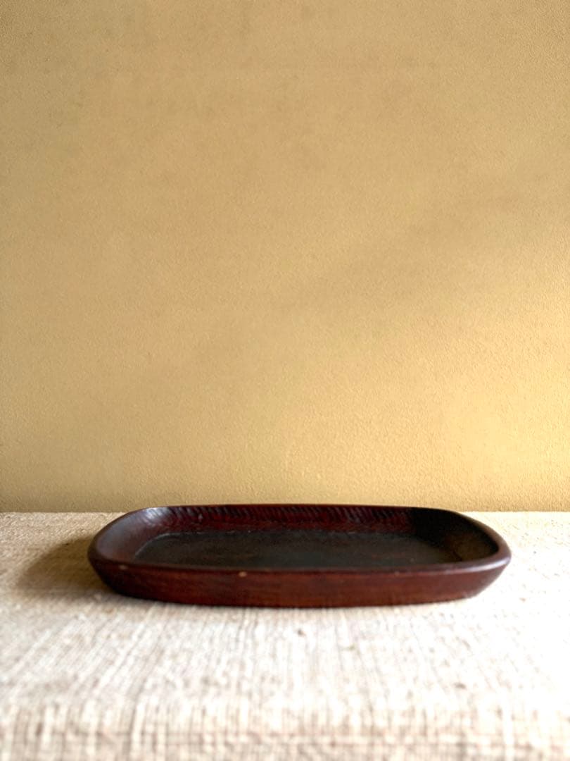 讃岐くり抜き盆 【希少/民芸品】小判型 オーバルトレイ 古道具 手彫り 茶懐石
