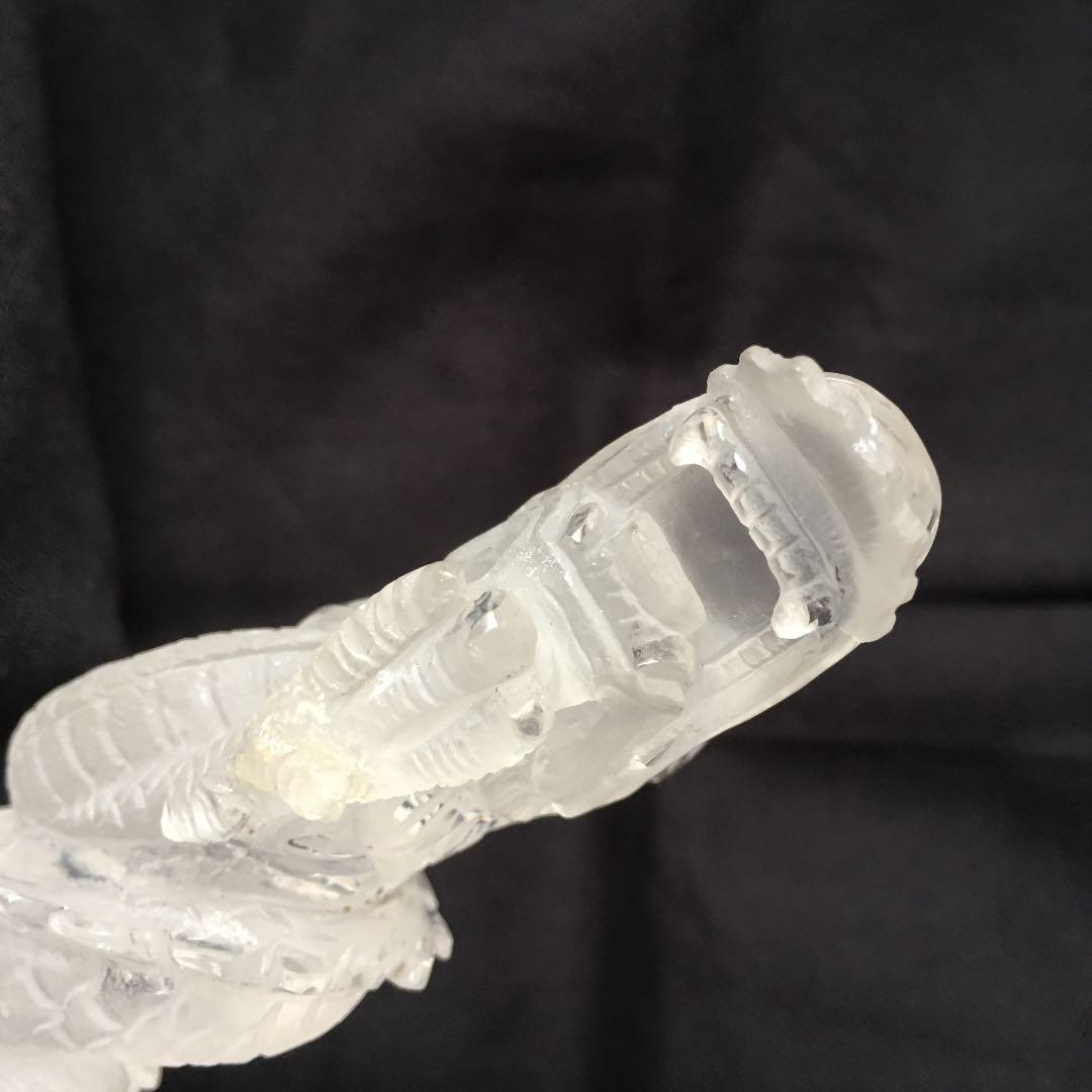 天然石 水晶 龍彫刻　昇り龍　縁起物