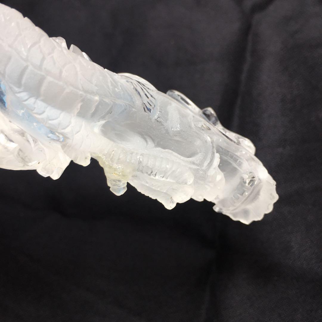 天然石 水晶 龍彫刻　昇り龍　縁起物