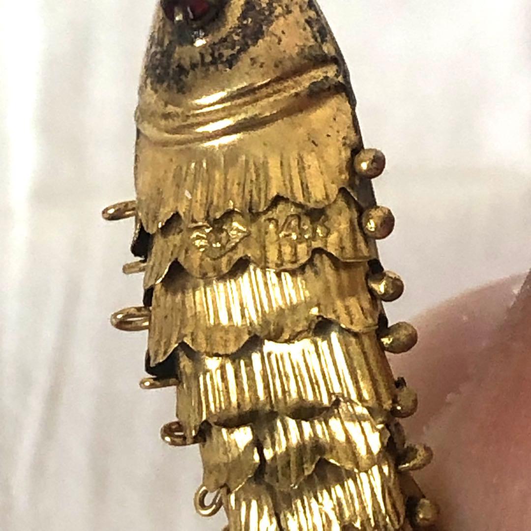 14金 ルビー 魚モチーフ ペンダントトップ ネックレス 14K