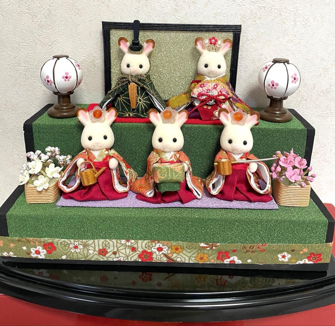 雛人形 シルバニア赤ちゃん 二段飾り 三人官女