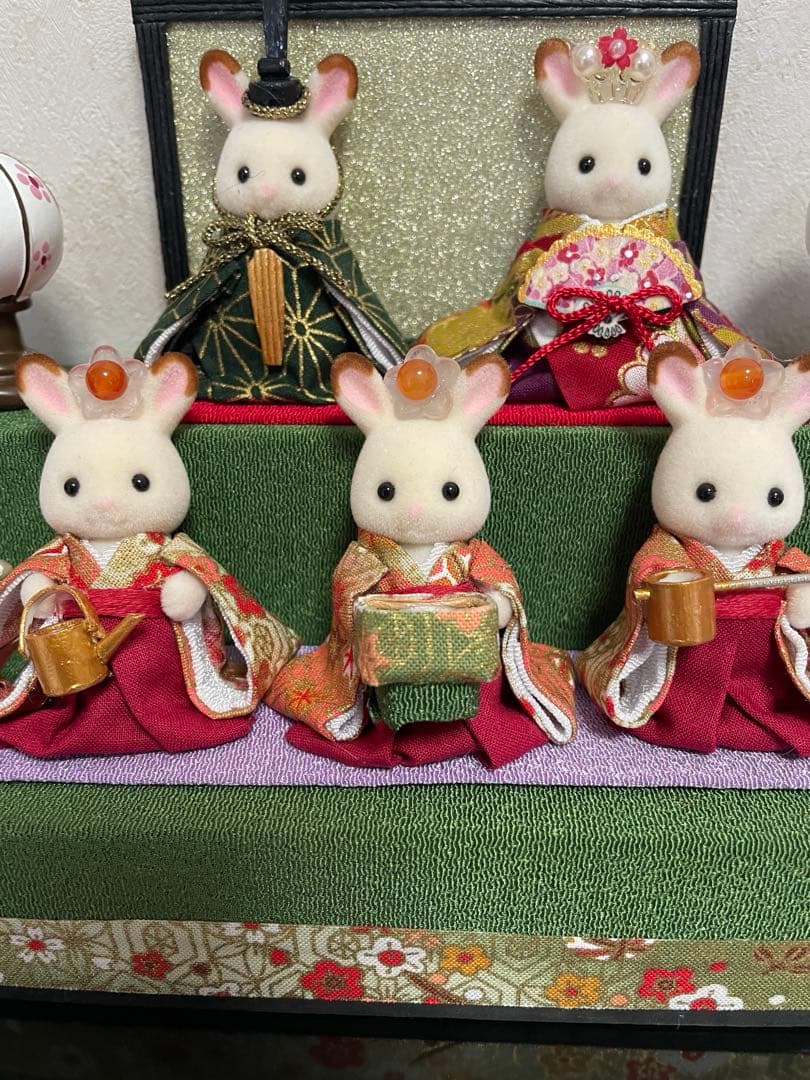 雛人形 シルバニア赤ちゃん 二段飾り 三人官女