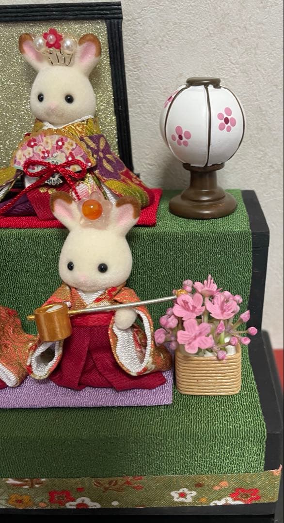 雛人形 シルバニア赤ちゃん 二段飾り 三人官女