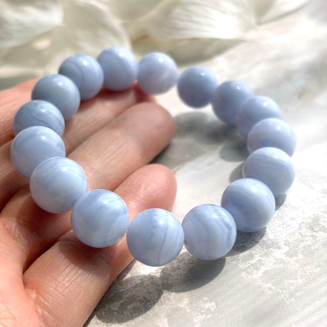 高品質✨12ミリ ブルーレースアゲートブレス