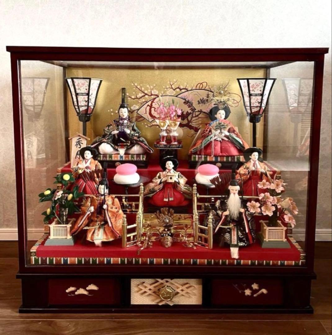ひな祭り 雛人形セット ガラスケース付