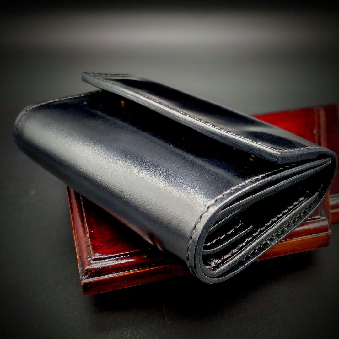 コンパクト財布 本革 黒 ブラック メンズ レディース 牛革 レザー ゲンコウ