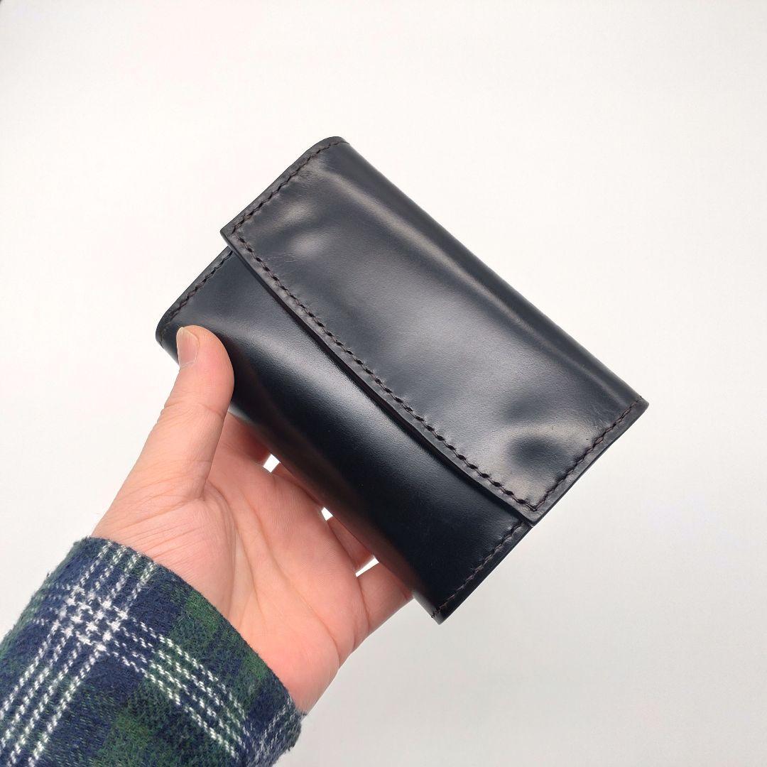 コンパクト財布 本革 黒 ブラック メンズ レディース 牛革 レザー ゲンコウ