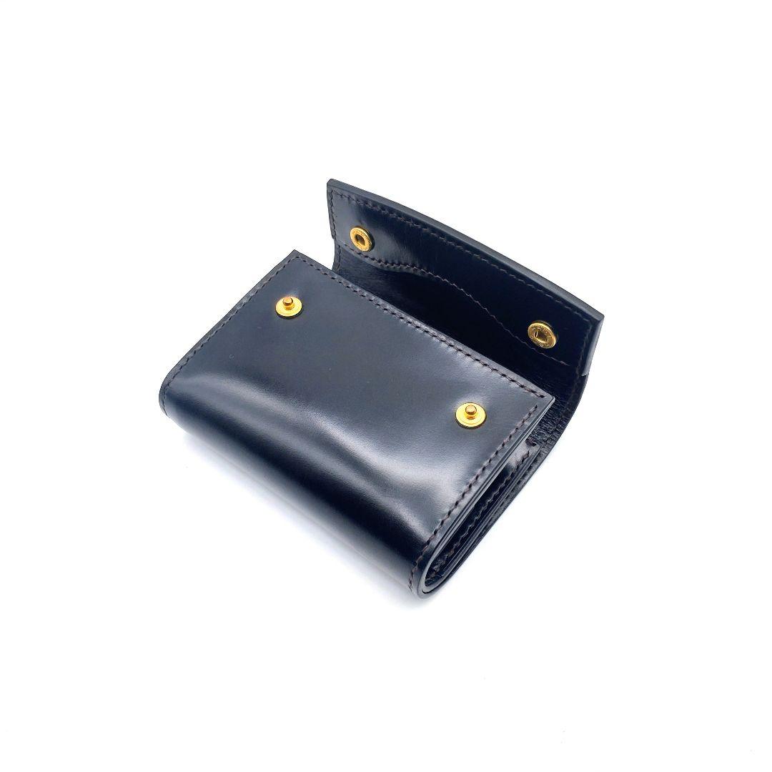 コンパクト財布 本革 黒 ブラック メンズ レディース 牛革 レザー ゲンコウ