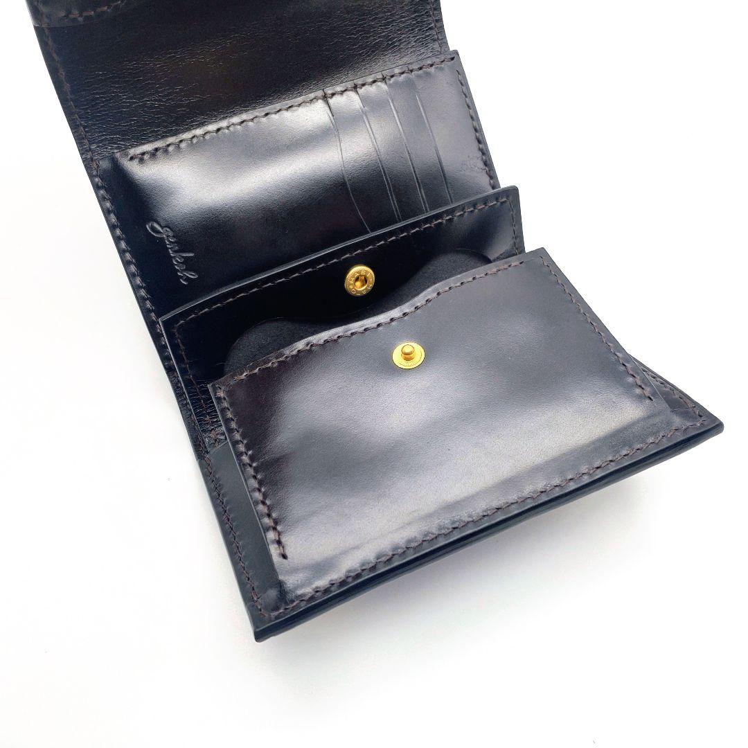 コンパクト財布 本革 黒 ブラック メンズ レディース 牛革 レザー ゲンコウ