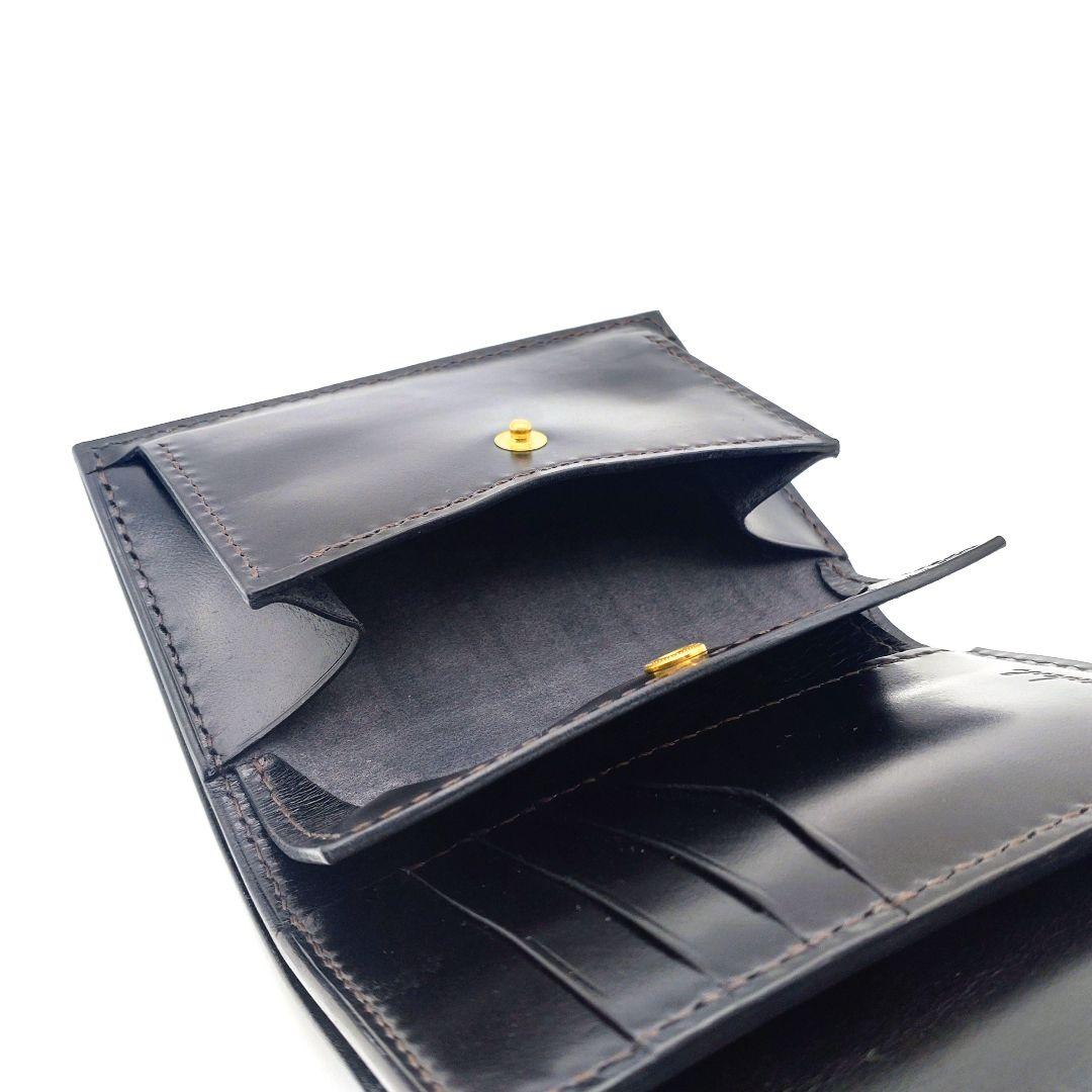 コンパクト財布 本革 黒 ブラック メンズ レディース 牛革 レザー ゲンコウ