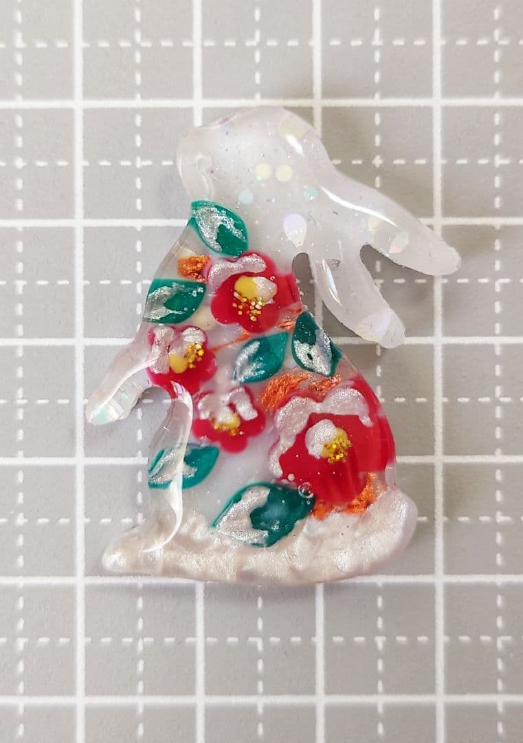 レジン　猫 うさぎ　ヘアゴム　ブローチ　ポニーフック　No.464