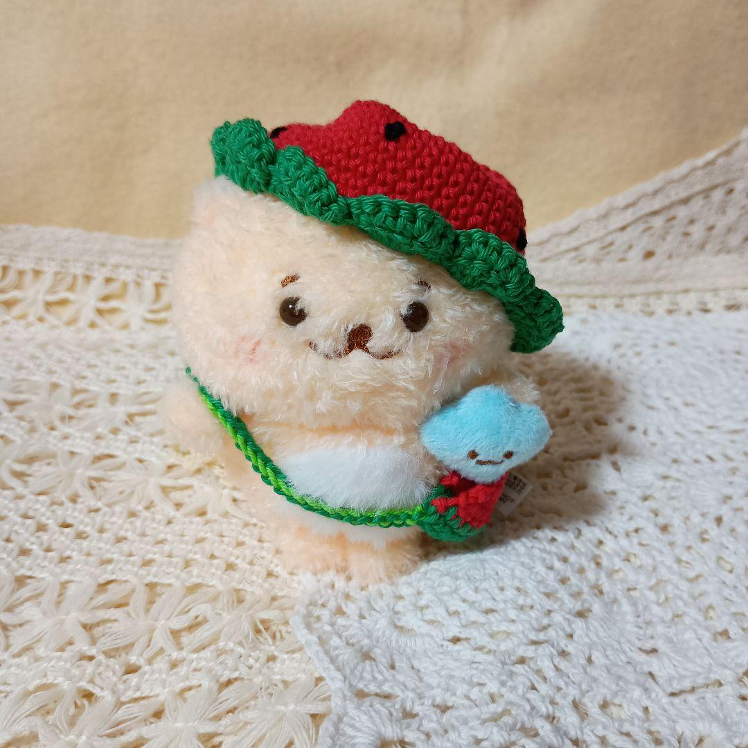 〇うなち〇　ピンクフラワー帽子、スイカ帽子(赤と黄色)3点セット売り