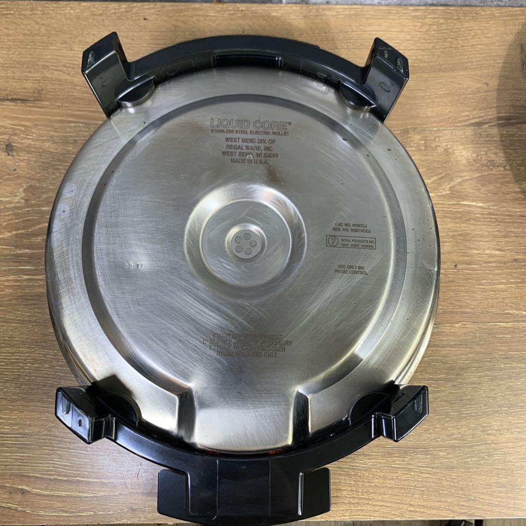 アメリカ製　ロイヤルクイーン　ステンレススチール　電気フライパン鍋　浅型