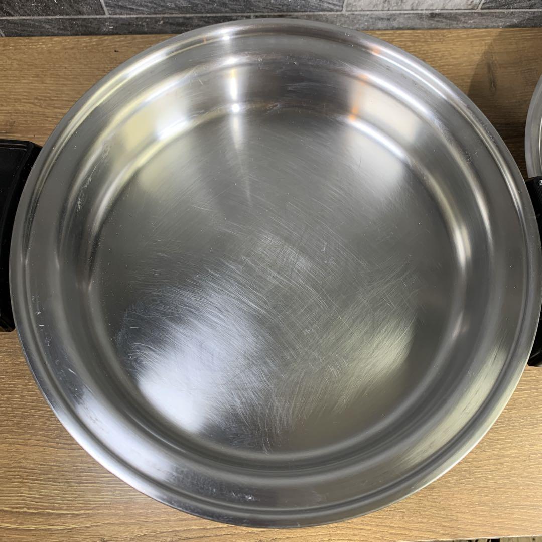 アメリカ製　ロイヤルクイーン　ステンレススチール　電気フライパン鍋　浅型